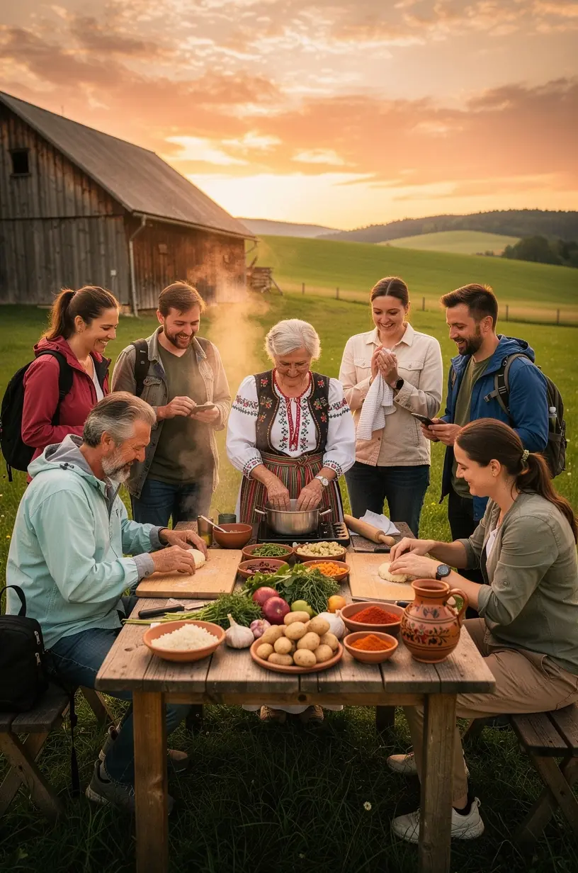 Close-up of a map highlighting structured travel paths connecting various rural regions across Slovakia.